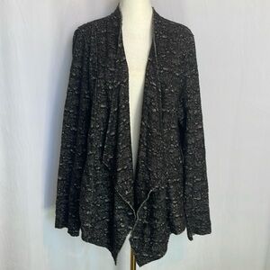 Eileen Fisher Wool Blend Open Front Cardigan Size L Waterfall Asymmetrical Gray
